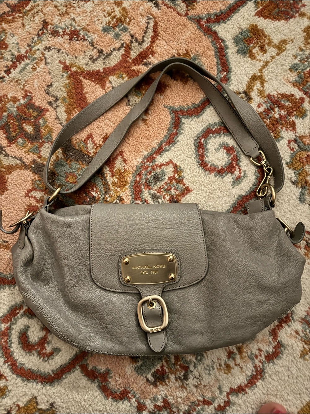 Michael Kors Taupe Leather Shoulder Bag with Gold Hardware